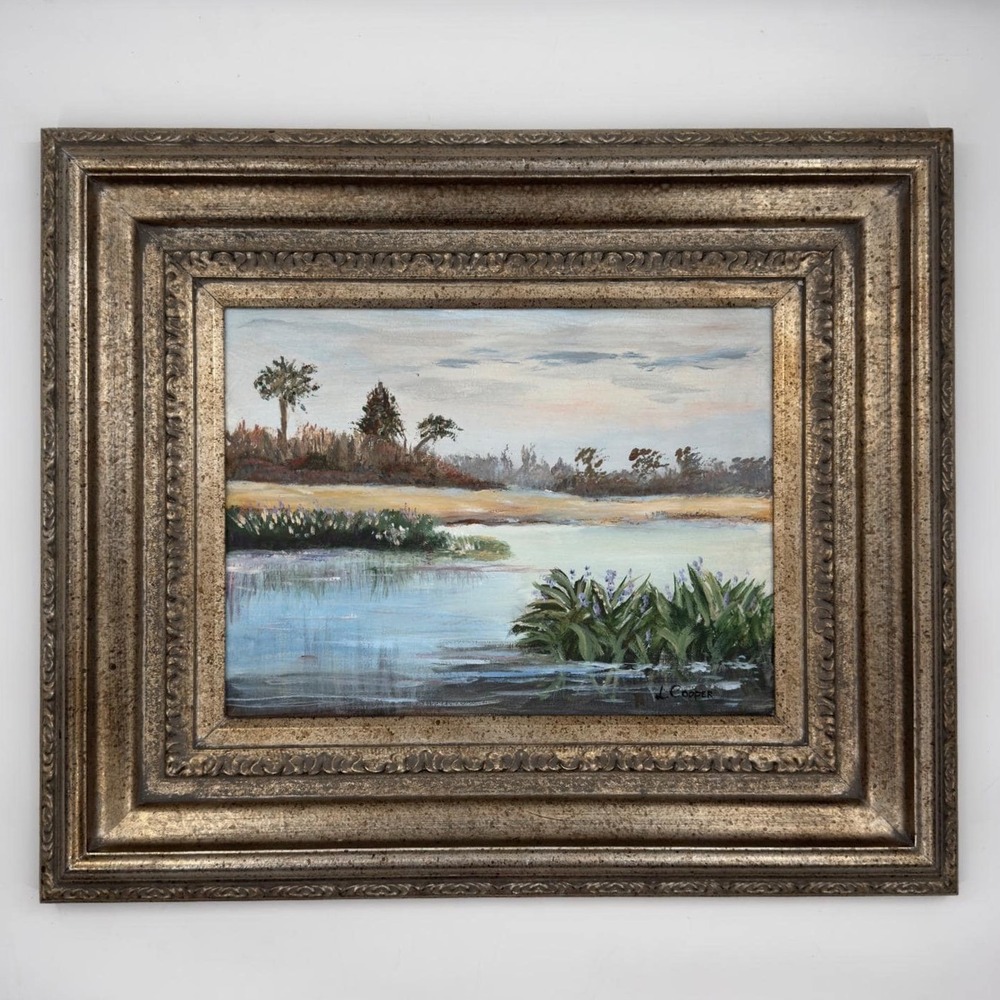 Vintage Original Old Florida Marsh Landscape Painting